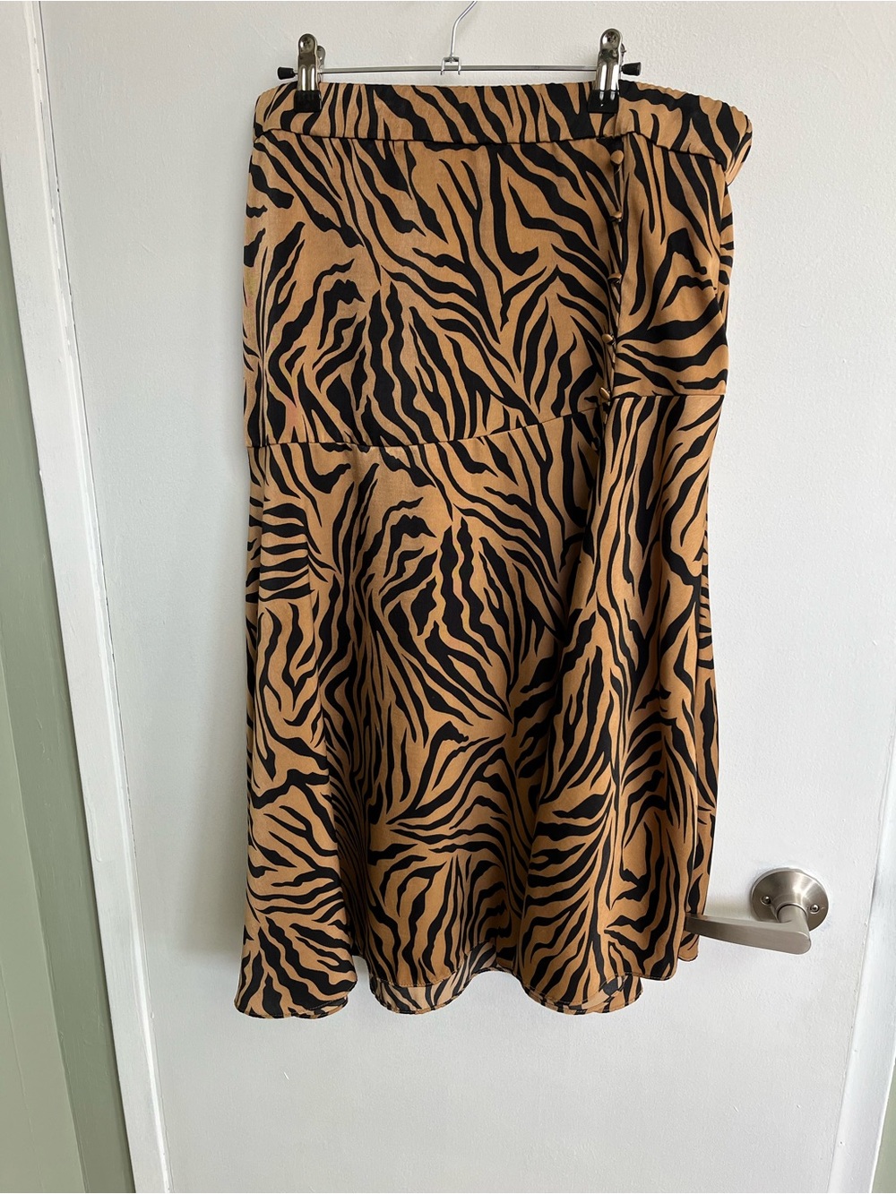 Asymmetrical Zebra Print Skirt in Tan and Black